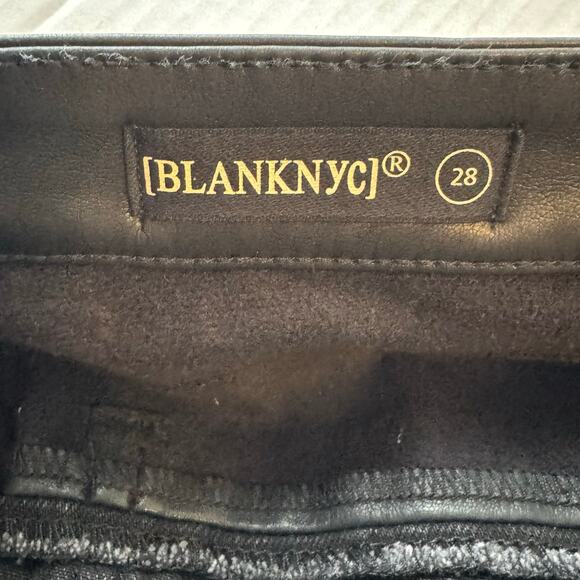 Blank NYC Vegan Leather & Denim Patchwork Mini Skirt in Black NWT Size 28 - Picture 9 of 10